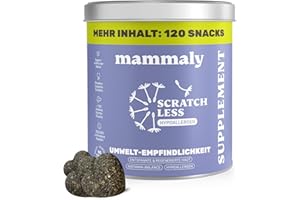 7-in-1 Hanföl-Leckerli für Hunde - Scratch Less 120 Snacks (350g) von mammaly - mit Zink, Bierhefe, PEA - kann Deinem Hund bei saisonalen & ganzjährigen Allergien und Juckreiz unterst.