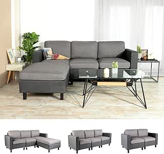 Canapé Angle En U Réversible Halo Gris Foncé Et Noir