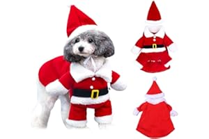 YISKY Costume de Père Noël Chien et Chat, Vêtements pour Animaux de Compagnie de Noël Vêtements Mignon de père Noël pour Chien Vêtements de Noël pour Animaux de Compagnie avec Bonnet de Noel (L)