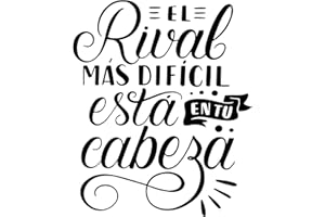 CREATIVASS Vinilo Adhesivo Frases Motivadoras Pared Dormitorio Decorativo Espejo Familia Hogar Pegatina Adhesiva Cocina Adolescentes Habitación (50x60cm, El Rival Más Difícil Está En Tu Cabeza)