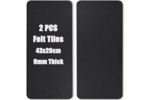 ORIGREEN Black Felt Pin Board Cork Board Large Bulletin Boards Tiles, Self-Adhesive Felt Tiles Notice Boards for Walls, Vision Board for Bedrooms, Office, School, Photos, Notes, 43x20 cm, 2Pcs, UK