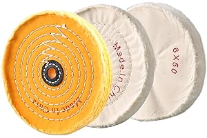 BRESUCNY 3 Pezzi Ruota Di Lucidatura, 6 Pollici a Spirale Cucito Specchio Pulito Premium Cotone Ruota Di Lucidatura Con 12 Millimetri Foro Albero per Strumenti Da Banco Smerigliatrice