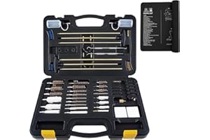 BOOSTEADY Juego de Limpieza de Armas Kits de Armas para la Mayoría de los Rifles Pistolas Escopetas Juego de Limpieza, Puntas de Armas y Cepillos con Tapete de Limpieza