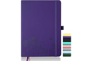 Mlife Notebook Journal for Women,A5 Hardcover Leather Journaling Notebooks for Work,200 Pages Travel Journal for Women Men with Pen Holder and Ribbon,5.78"×8.34"(Purple)