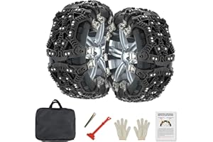 ZIKEBTUY Snow Chains for Cars - 6Pcs Emergency Universal Tire Chains Fits Tire Width 165mm-275mm, Upgrade TPU Winter Security Chains for SUV/Trucks/Minivan/Pickup/ATV/UTV, Black