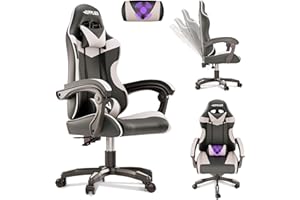 JUPPLIES Silla Gaming Profesional con Masajeador - Silla de Oficina Ergonómica sin Reposapiés, Altura Regulable y Respaldo Abatible - Silla Gamer para Juegos