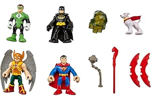 Fisher-Price Imaginext DC Comics Super Friends - Juego de Figuras de superhéroes (Batman, Superman, Hombre Halcón, Linterna Verde y Krypto, el superperro)