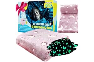 HOME KOKO LOOK Plaid Magica Coperta Che si Illumina al Buio 150x200cm Coperta Pile Plaid Fluorescenti Plaid Illuminante Coperta Bambino Natale Coperta Morbida Luminosa Idee Regalo Famiglia - Rosa