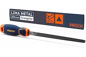 Presch Lima triangular 200mm - Lima triangular cónica para metal y madera para limar perfiles angulares - Lima triangular para metal de alta calidad - Lima para metal