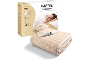 Imetec Scaldasonno Singolo, 150 x 80 cm, Comando 2 Temperature, Tessuto Trapuntato, Lavabile a Mano e in Lavatrice a 30°C, Made in Italy