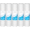 Lafiucy 50 Micron 10" x 2.5" String Wound Sediment Water Filter Cartridge,5 Pack,Whole House Sediment Filtration, Universal Replacement for Most 10 inch RO Unit