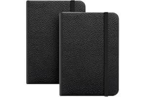 Fjllrven 2 Pezzi A7 Quaderno Tascabile con Copertina in Pelle e Chiusura Elastico, 200 pagine Block Notes a Righe e Mini Diario per Giornaliero Lavoro Riunioni Affari, 4,14" X5,7, Nero