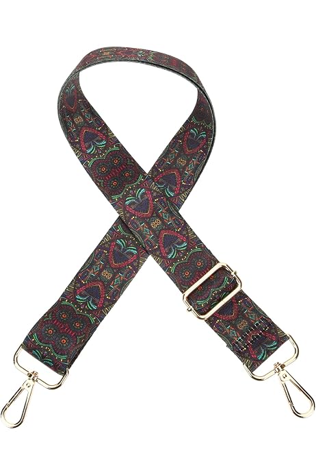 Wide Green Banjo Strap - 2 Inch Nylon With Leather Ends & Metal Clips, Fully Adjustable