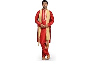 SKAVIJ Herren Kurta Pyjama und Stola Indische Ethnisch Outfit Set