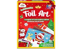 ZMLM Foil Art Kit di Artigianato Fai Da Te per Bambini, Stickers Creativo Foil Set di Attività Divertenti Regali Adesivi Giocattolo per Ragazzi Ragazze Età 3-9 (Natale A)