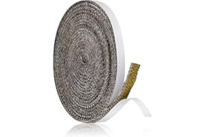 SAVITA Joint d'Étanchéité en Fibre de Verre, 4m de Long 10x3mm Autocollant Ruban d'Étanchéité pour Cheminée Joint Tressé pour Insert et Poêle pour Cheminées Porte de Poêle à Bois (Gris)