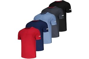 CHENJUNRONG 5 Pack T-Shirt Sportive da Uomo Traspiranti Ad Asciugatura Rapida Magliette A Manica Corta Camicia Funzionale Asciugatura Rapida Traspirante Corsa Camicia da Allenamento A Manica Corta Uomo