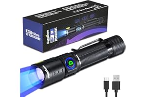 DARKDAWN Torcia UV 365nm Luce Nera ，Mini USB Ricaricabile Ultravioletta LED Blacklight ，Woods Lampada Potente Portatile Rilevatore per Macchie di Urina Animali Domestici, Scorpioni, Resina