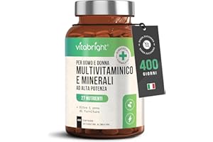 Multivitaminico Completo Uomo/Donna 100% Tutte Vitamine, 400 Giorni, Integratori Stanchezza/Integratore Multivitaminico Donna 50 Piu/Uomo/Bambini, Ogni Vitamina - VitaBright