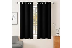 AR Ware Black Blackout Curtains - 2 Panels Drapes Eyelet Thermal Curtains for Living Room and Bedroom - Energy Saving - Soundproof lightweight curtains (46 x 54 inches)