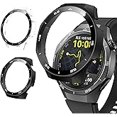 Neitra 2 Stück Hülle für Huawei Watch GT 5 Pro 46mm, Hart PC Bumper Case mit HD Gehärtetes Glas Displayschutz Folie, Vollstän