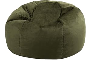 icon Kingston Velvet Bean Bag, Olive Green, Large Adult Bean Bag Chair with Filling Included, Accent Chair, Living Room, Living Room Furniture, Bedroom Furniture