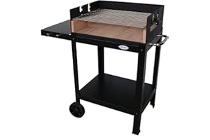 IMOR - Barbacoa de jardín de carbón y madera con ladrillos refractarios Menorca V20 Negro