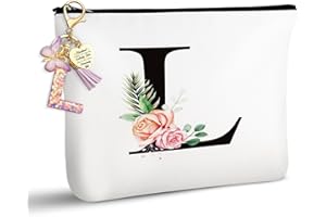 TUZELIYA Personalisierte Buchstaben L Kosmetiktasche - Geschenke für Frauen - Geburtstagsgeschenke für Frauen, Mädchen, Mütter, Beste Freundinnen und Brautjungfern - Schlüsselanhänger Buchstabe