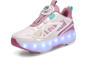 HommyFine Roller Skate Shoes Girls Boys Light Up Sneakers with Wheels Roller Rechargeable Flashing Wheeled Shoes for kids