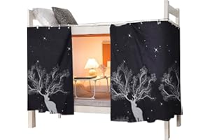 OhMill Students Dormitory Bunk Bed Curtain Drapery Lightproof Dustproof Canopy Spread Blackout Moveable Curtains for Dorm Room, 1.5x2m, Deer
