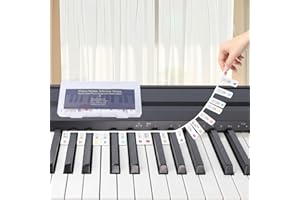 Hyzevee Piano Keyboard Stickers|Movable Piano Keyboard Note Labels|Piano Notes Overlay|Notes Guide for Beginner|88-Key Standard Full-Size Reusable and Comes with Box, Rainbow Color, 1 Pcs