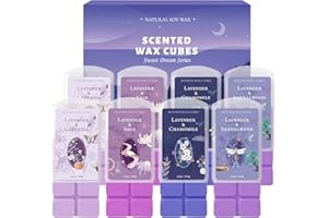 SCENTORINI Duftwachs, Lavendel Duftwachswürfel, Sojawachs Wax Melts für Duftlampe, Kerzen Wärmer, Düfte - Sandelholz, Salbei, Kamille, Jasmin, 8 x 70.9g