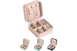 Senshuomy Jewellery Box for Women and Girl,Portable Mini Jewelry Box,Multi-functional PU Leather Jewelry Display Holder,Small Travel Jewellery Box for Necklace Rings Bracelets Earrings(Pink)