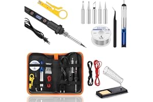 CHANEEHANN Kit Fer à Souder 80W Professionnel, Température Réglable 180°C-500°C avec écran LCD, Interrupteur ON/OFF, 5 Buses de Soudure, Pompe à Désoudrer, Idéal pour Réparation Électronique, Soudure et DIY