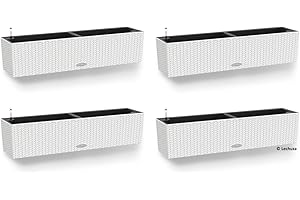 ‎LECHUZA Lechuza -4er-Set Balconera Cottage 80, All-in-One Set, weiß, 4er-Set