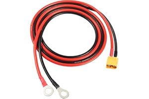 RIIEYOCA XT60 a O Anillo Terminal Cable, XT60 Macho a O Anillo Conector Cable, con 1M 12AWG Cable de Silicio, para RC Lipo Batería FPV Racing Drone (1M / 3.3FT)