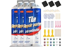 MENUY 3 Sätze Keramik Reparaturset Waschbecken, Emaille Reparaturset, für Porzellan, Keramik, Acryl, Reparatur von Rissen, Sprüngen und Löchern auf Fliesen, Waschbecken, Duschwanne (Farbübereinstimmung)