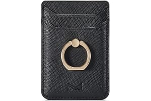 DMaos Card Case avec Anneau RFID Credit Wallet PU Cuir bâton sur la poignée arrière pour iPhone et Samsung Smartphones - Noir