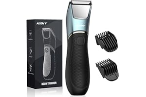 Body Groomer Men, Kibiy Balls Trimmer, Electric Groin Hair Waterproof Wet/Dry Clippers, Shavers for Pubic Razor with LED Light and Mirror, Rechargeable, Male