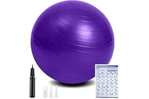 flintronic Piłka do ćwiczeń, przeciwwstrząsowa piłka do jogi, fitness, 55 do 65 cm, bardzo gruba szwajcarska piłka z pompką ręczną do jogi, pilatesu, fitnessu