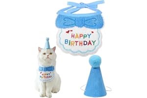 Zeayebsr 2pcs Juego de Bandana para Perros y Gatos, cumpleaños, Bonito Juego de Bandana para Perros pequeños, decoración de cumpleaños para niñas, niños, Gatitos, Gorro de cumpleaños