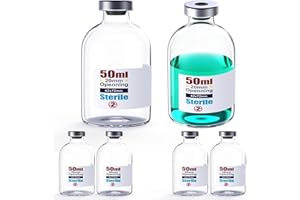 Flaconcini sterili vuoti con porta di iniezione autorigenerante, con tappo in alluminio, confezione sterile ZHANXUBIO (6,50 ml)