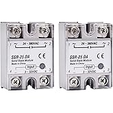 diymore 2PCS Halbleiterrelais Solid-State-Relaismodul mit Kunststoffabdeckung,SSR-25DA 3-32V DC Eingang 24-380V AC Ausgang