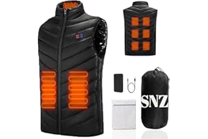 SNZ Chaleco Calefactable Con Batería, USB Chaqueta Calefactable, Invierno Cálido Chaleco Mujer Y Chaleco Hombre Para El Senderismo Al Aire Libre Caza Moto Camping Snowboard