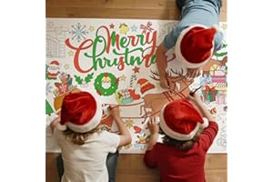 Augesak Świąteczny obrus do kolorowania dla dzieci 183 × 76 cm, świąteczny obrus do kolorowania dzieci rzemiosło Boże Narodzenie - gigantyczne obrusy DIY papier, świąteczne obrusy do malowania