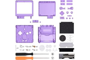 eXtremeRate Full Gehäuse für Nintendo Gameboy Advance SP,IPS Ready Upgraded Hülle & Taste, Ersatz Case Cover Shell Buttons für gba SP Konsole IPS&Standard LCD(KEIN Konsole&Platine)–Clear Lila