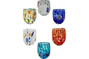 MurArt Bicchieri di Murano Set da 6 bicchieri da 350ml Collezione Marea in vetro soffiato a mano in lavorazione artigianale Made in Italy (MISTO, SHOT)