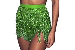 Zookey Gonna di Paillettes Wrap Gonne di Frange Rave Nappa Gonna di Danza Ventre Hip Sciarpa Festival Costume per Le Donne e Le Ragazze