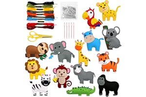 Jetcloud Felt Sewing Craft Kit - Animal Sewing Crafts for Kids DIY Felt Animals Fun Educational Kit for Beginner Children