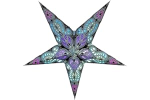 YEPSIO Grande lanterne en papier à suspendre pour décoration de Noël, mariage, maison, fête d'anniversaire (bleu, noir, multicolore) 60 cm